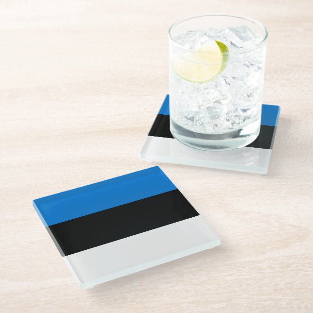 Glass coaster with flag of Estonia (Angled)