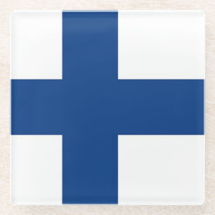 Glass coaster with flag of Finland