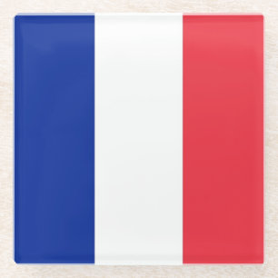 Glass coaster with flag of France