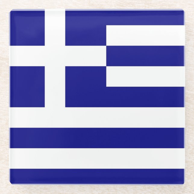 Glass coaster with flag of Greece (Front)