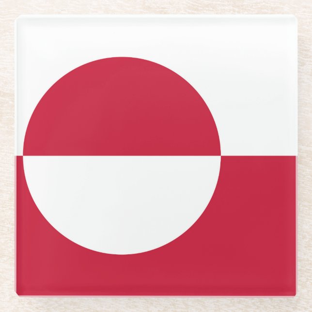 Glass coaster with flag of Greenland (Front)