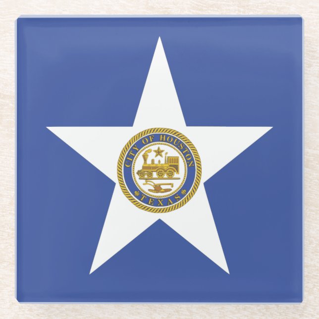 Glass coaster with flag of Houston, USA (Front)