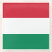 Glass coaster with flag of Hungary