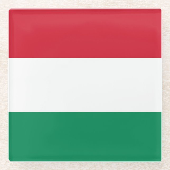 Glass coaster with flag of Hungary (Front)