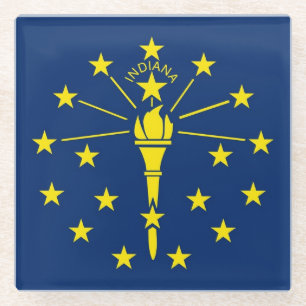 Glass coaster with flag of Indiana, USA