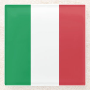 Glass coaster with flag of Italy