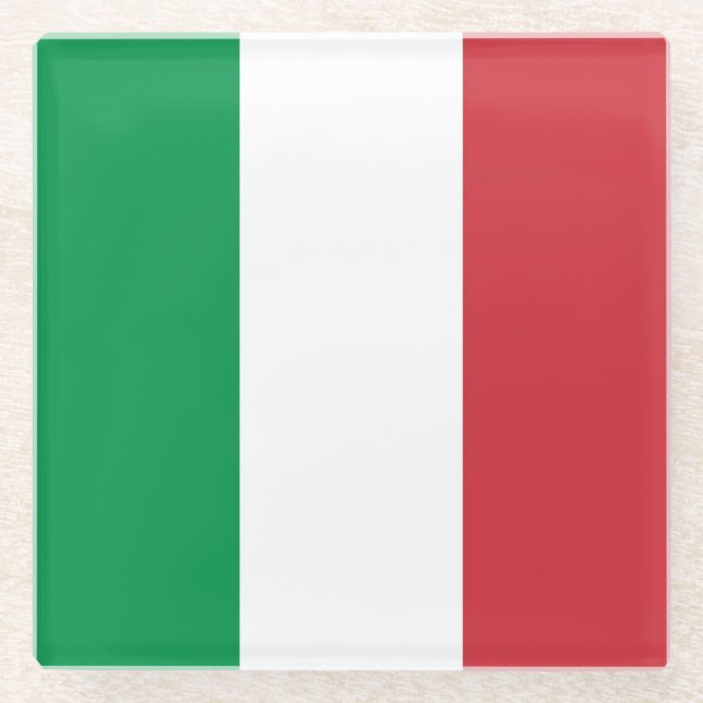 Glass coaster with flag of Italy (Front)