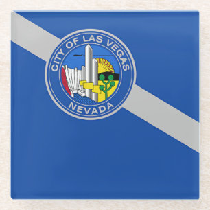Glass coaster with flag of Las Vegas, Nevada, USA
