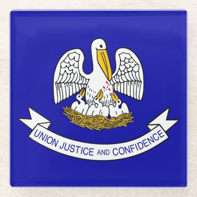 Glass coaster with flag of Louisiana, USA (Front)