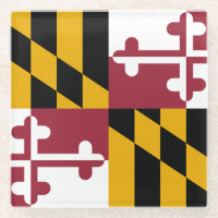 Glass coaster with flag of Maryland, USA
