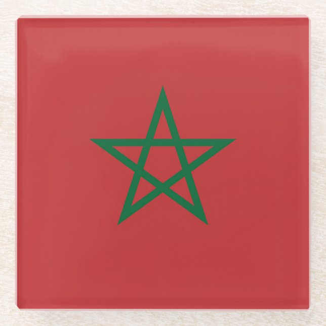 Glass coaster with flag of Morocco (Front)