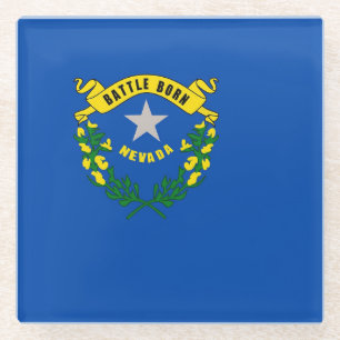 Glass coaster with flag of Nevada, USA