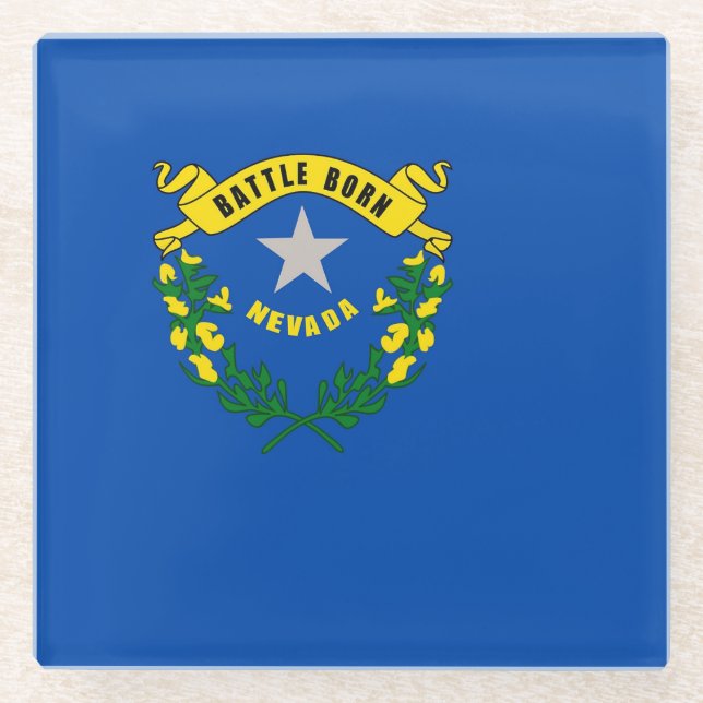 Glass coaster with flag of Nevada, USA (Front)