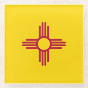 Glass coaster with flag of New Mexico, USA