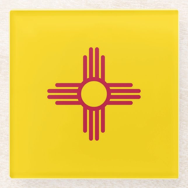 Glass coaster with flag of New Mexico, USA (Front)