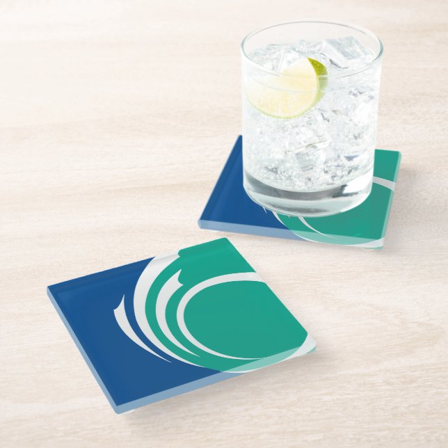 Glass coaster with flag of Ottawa, Canada (Angled)