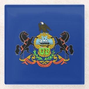 Glass coaster with flag of Pennsylvania State, USA