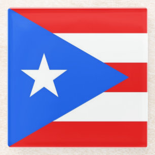 Glass coaster with flag of Puerto Rico, USA