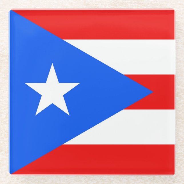 Glass coaster with flag of Puerto Rico, USA (Front)