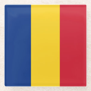 Glass coaster with flag of Romania