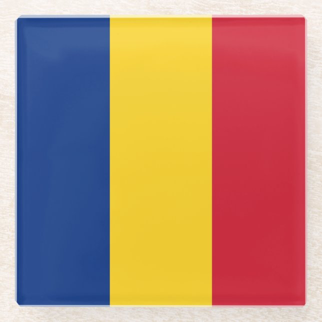 Glass coaster with flag of Romania (Front)