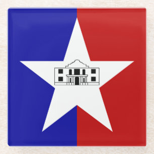 Glass coaster with flag of San Antonio, USA