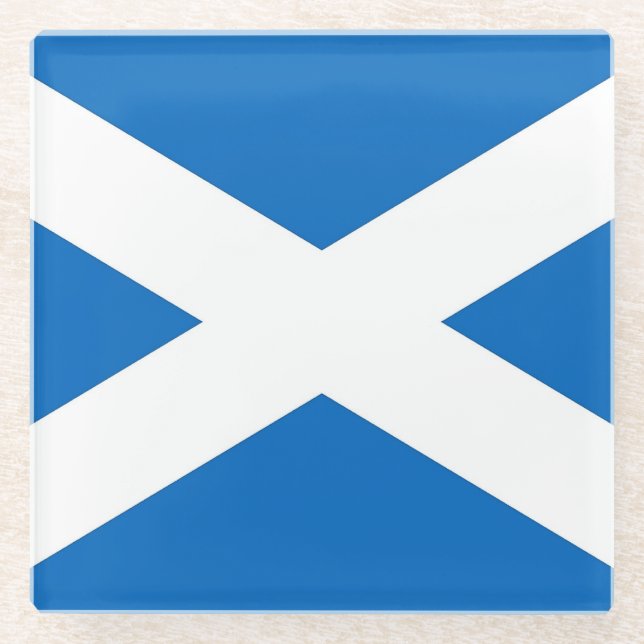 Glass coaster with flag of Scotland, UK (Front)