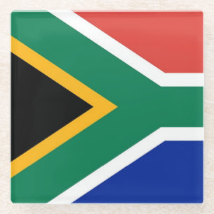 Glass coaster with flag of South Africa