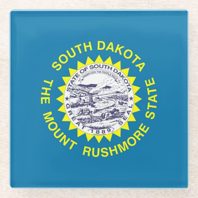 Glass coaster with flag of South Dakota, USA (Front)