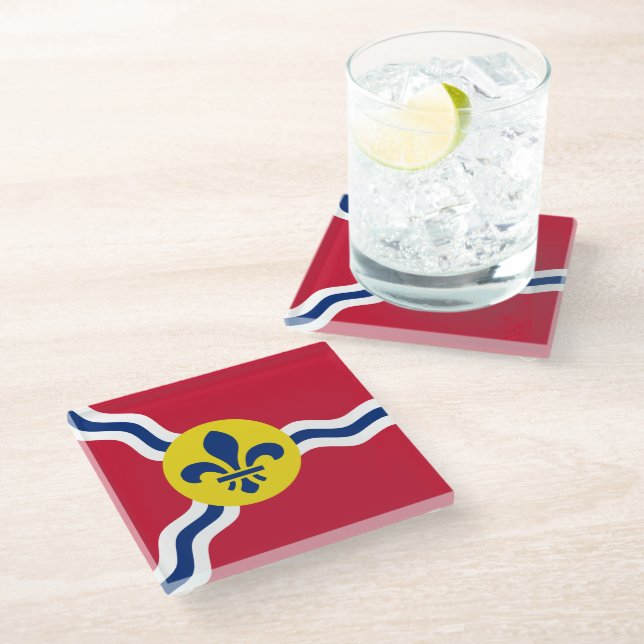 Glass coaster with flag of St. Louis, Missouri (Angled)