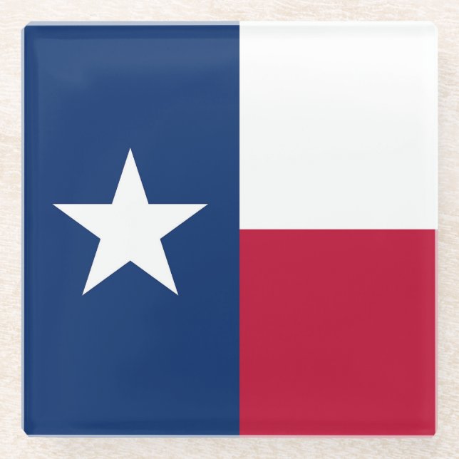 Glass coaster with flag of Texas State, USA (Front)