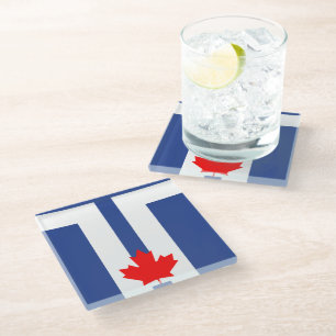 Glass coaster with flag of Toronto, Canada
