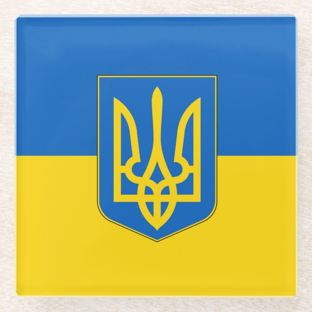 Glass coaster with flag of Ukraine (Front)