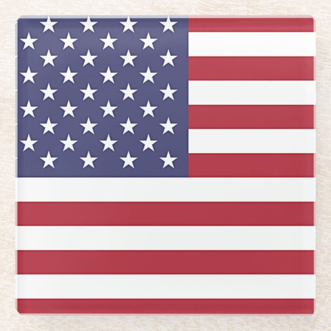 Glass coaster with flag of USA (Front)
