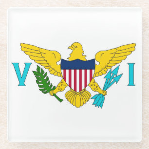 Glass coaster with flag of Virgin Islands, USA