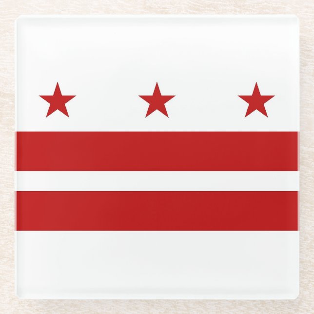 Glass coaster with flag of Washington DC, USA (Front)