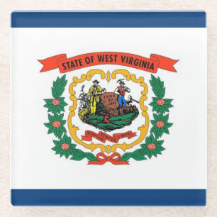 Glass coaster with flag of West Virginia, USA