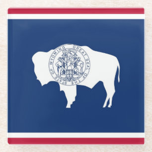 Glass coaster with flag of Wyoming State, USA