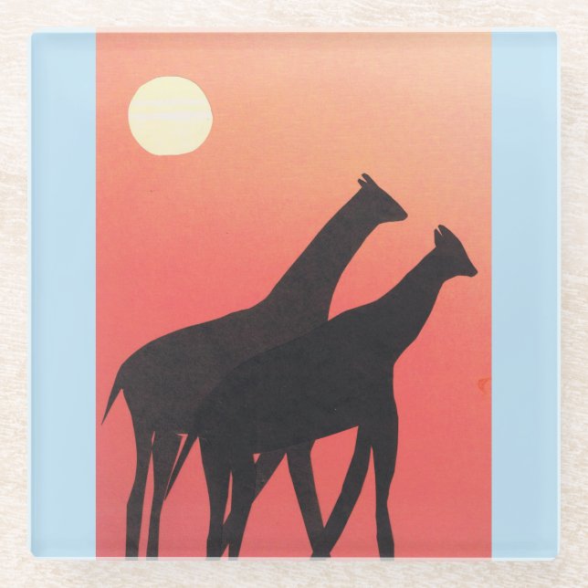 Glass Coaster with Giraffe Design (Front)