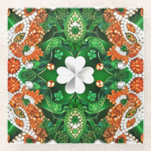 Glass coaster with Irish Colours