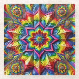 Glass coaster with LGBTQ Colours