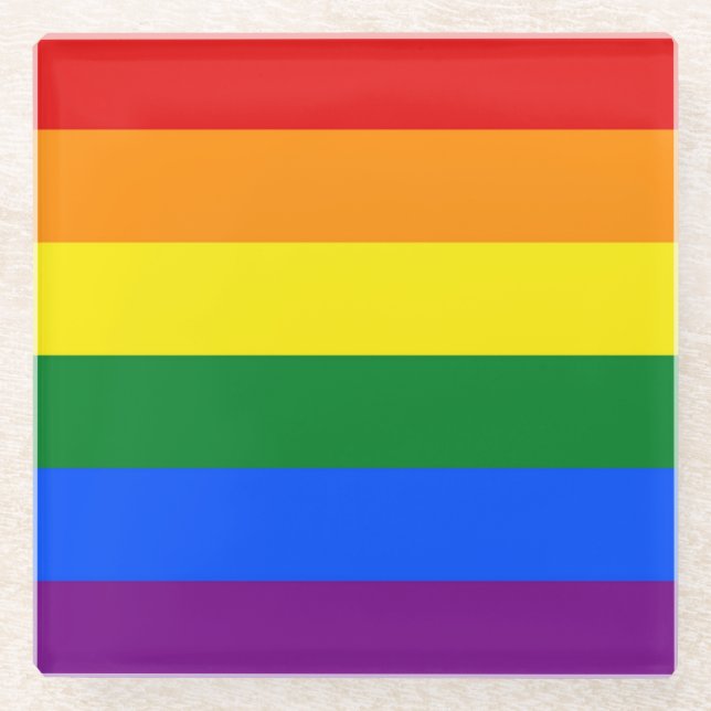 Glass coaster with Pride flag of LGBT (Front)