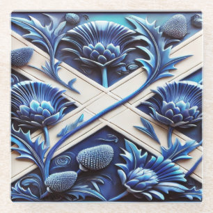 Glass coaster with Scottish Thistles Design