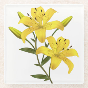Glass Coaster-Yellow Lilies Coaster