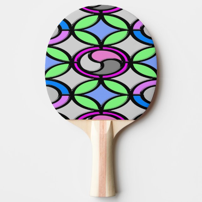 Glass colored tiled ping pong paddle (Front)