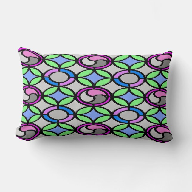 Glass coloured tiled lumbar cushion (Front)