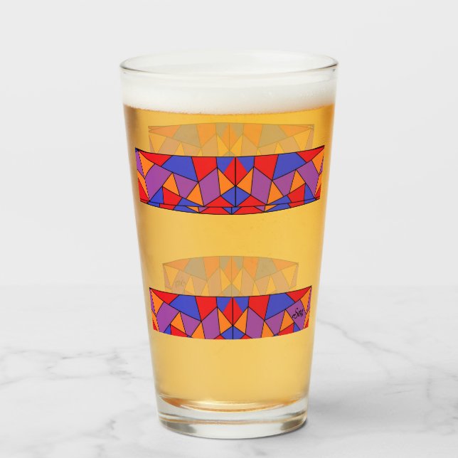 Glass Cup : Abstract Design (Front Filled)