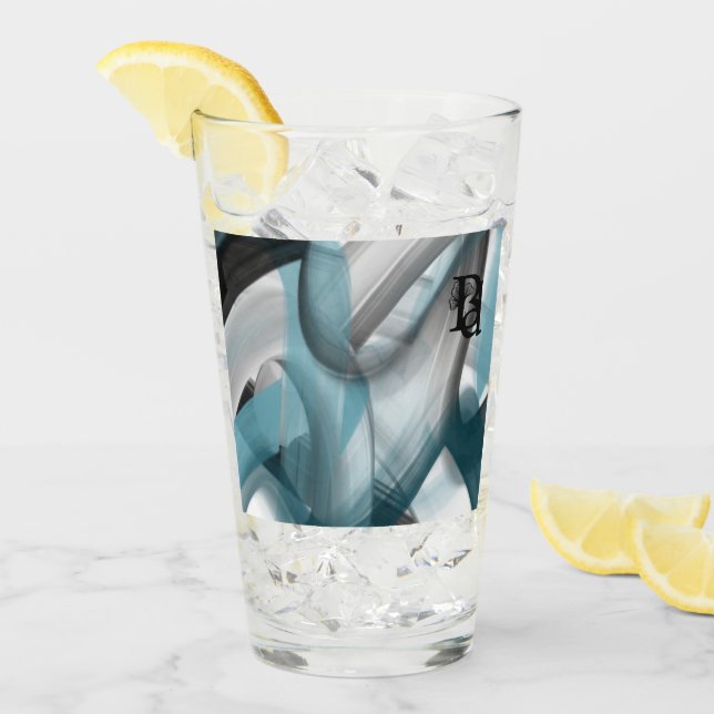 Glass Cup Abstract Trend Decor Blue Ocean (Front Ice)