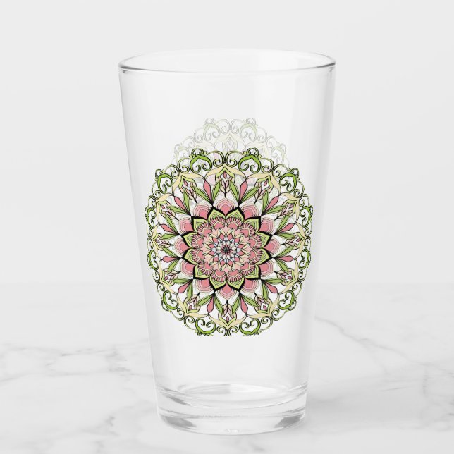 Glass Cup flower mandala design (Front)