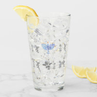 Glass Cup menorah flowers vintage style